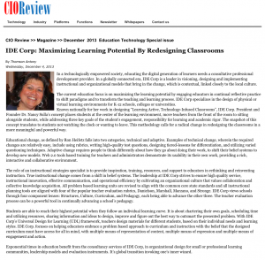 CIO Review article - IDE Corp- Maximizing Learning Potential By Redesigning Classrooms